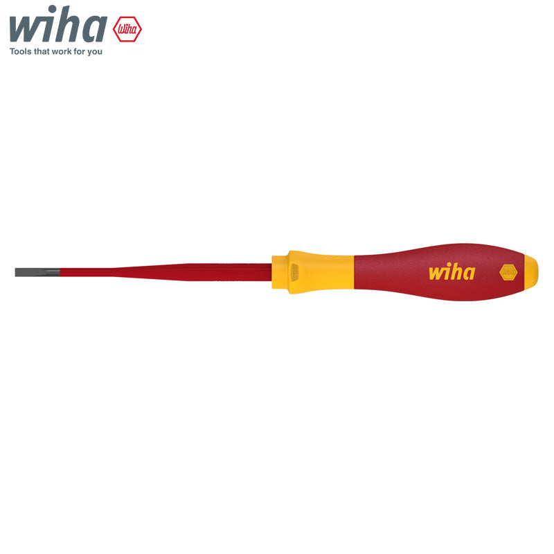 Wiha 35446 Slotted Screwdriver 3.5mm SoftFinish Eectric SlimFix 100mm 1000V VDE