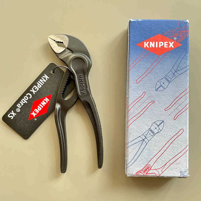 KNIPEX 87 00 100 Cobra XS Mini Alicate de bomba de água de 4 polegadas Alicate de tubo de grau de precisão com uma mão 11 posições de ajuste rápido