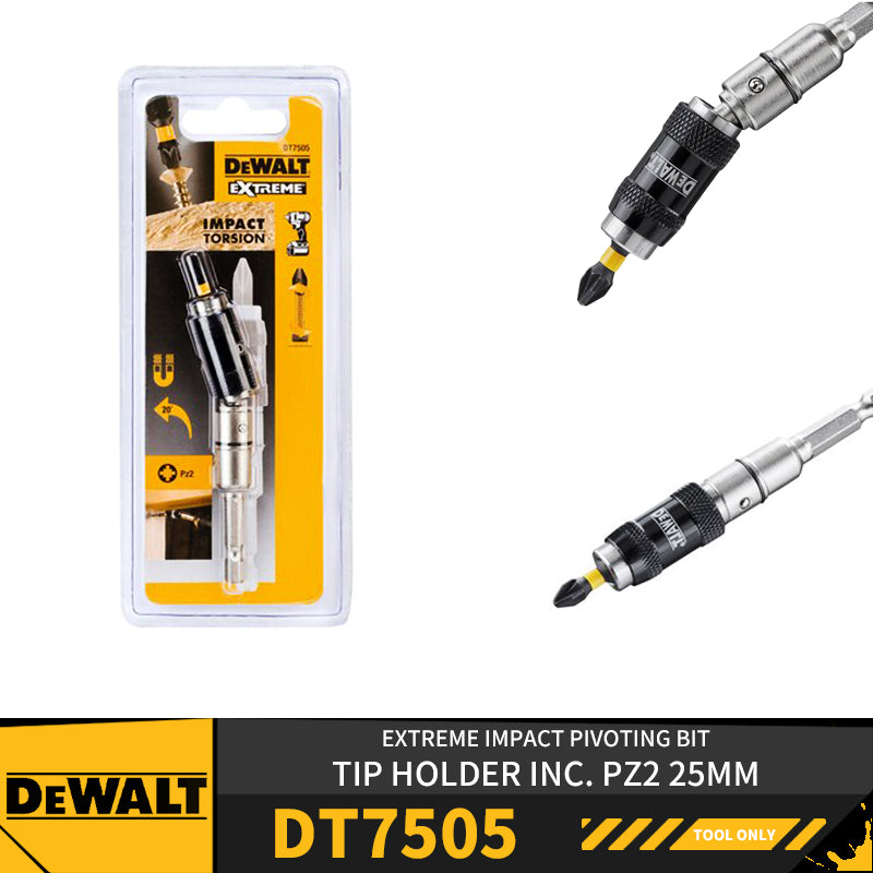 DEWALT DT7505-QZ Extreme Impact Pivoting Bit Tip Holder 20° PZ2 6.35MM 1/4" Magnetic Corner Power Tool Accessories