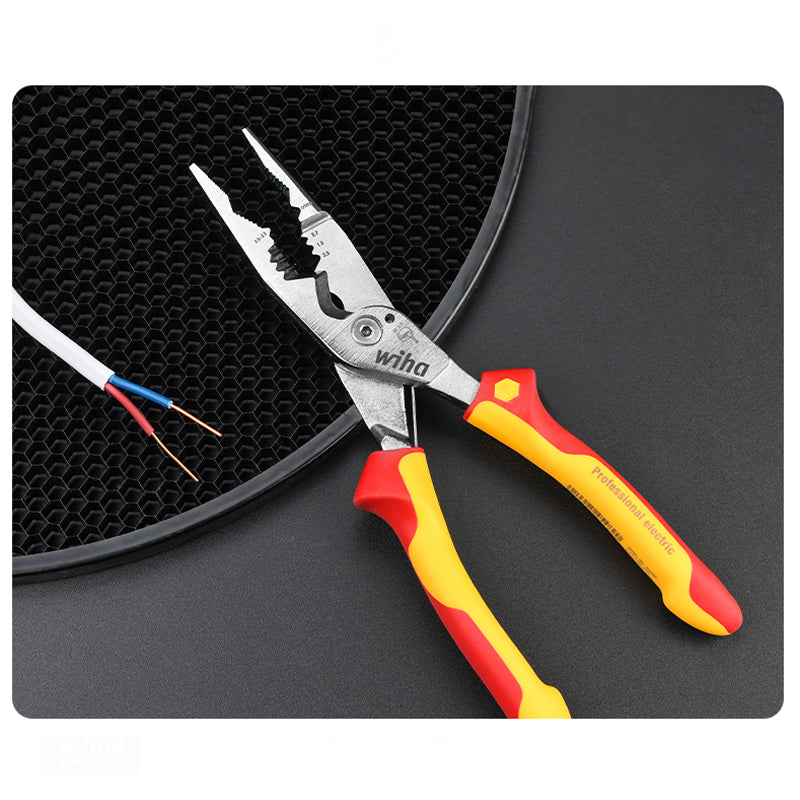 Wiha 45489 8-in-1 Multifunctional Electrician Pliers Insulated 1000V VDE Sharp Mouthed Wire Stripping Crimping Plier 45705