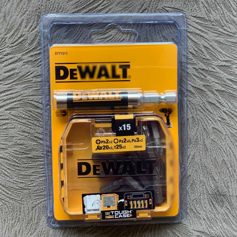 DEWALT DT71511 25MM Drill Bits PH2 PZ2 PZ3 T20 T25 X15 DW2054 Black Telescopic Rod Socket With Yellow Tough Case Sets