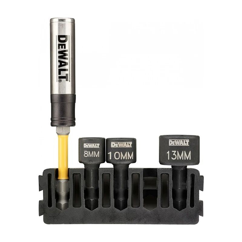 DEWALT DT70826 Stubby Nut Driver Torsion Bit Holder Extension Rod 6.35mm 1/4“ Sleeve 8MM 10MM 13MM Power Tool Accessories 4PC