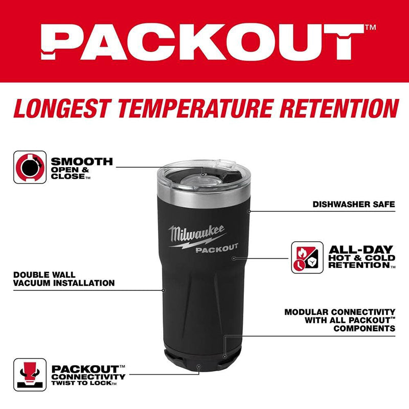 Milwaukee 48-22-8392B PACKOUT Tumbler Black 20oz