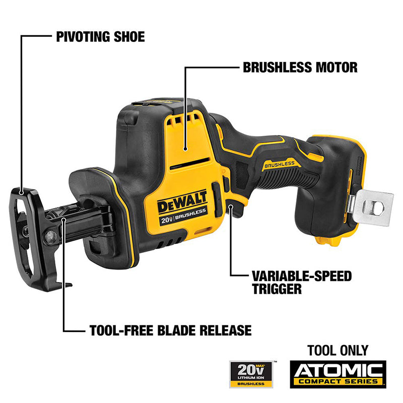 Dewalt dcs369 20v serra alternativa, sem escova, com uma mão, bateria de lítio, velocidade ajustável, metal, madeira, serra elétrica, ferramenta nua