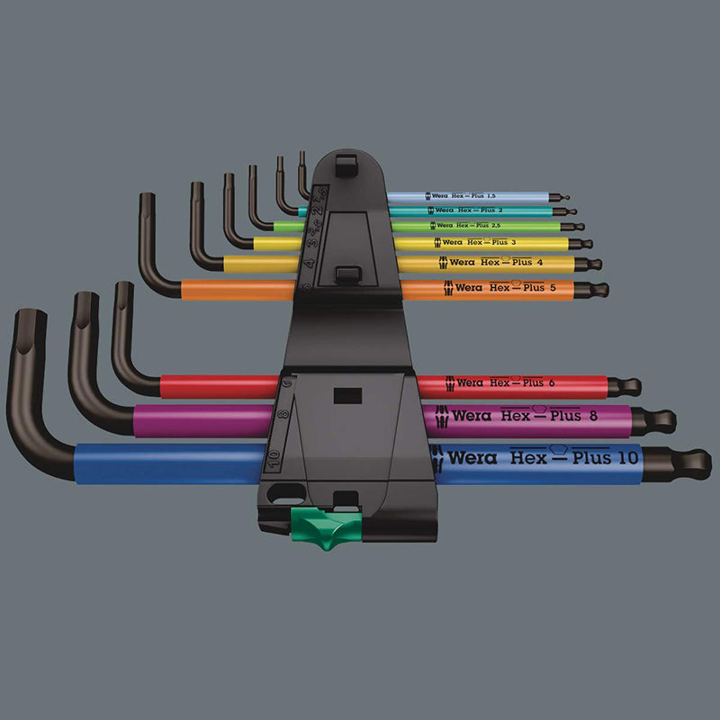 WERA Tools 05073593001 950 SPKL/9 SM N SB Long Arm Hex Key Set 9 Pieces Multicolour L-Key Set