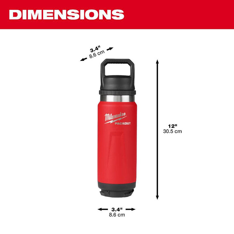 Milwaukee 48-22-8396R PACKOUT 24oz Insulated Bottle with Chug Lid - Red