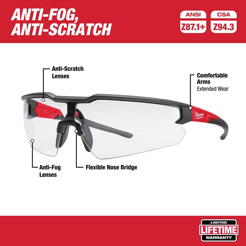 Milwaukee 48-73-2000A Safety Glasses with Clear Anti-Fog Lenses