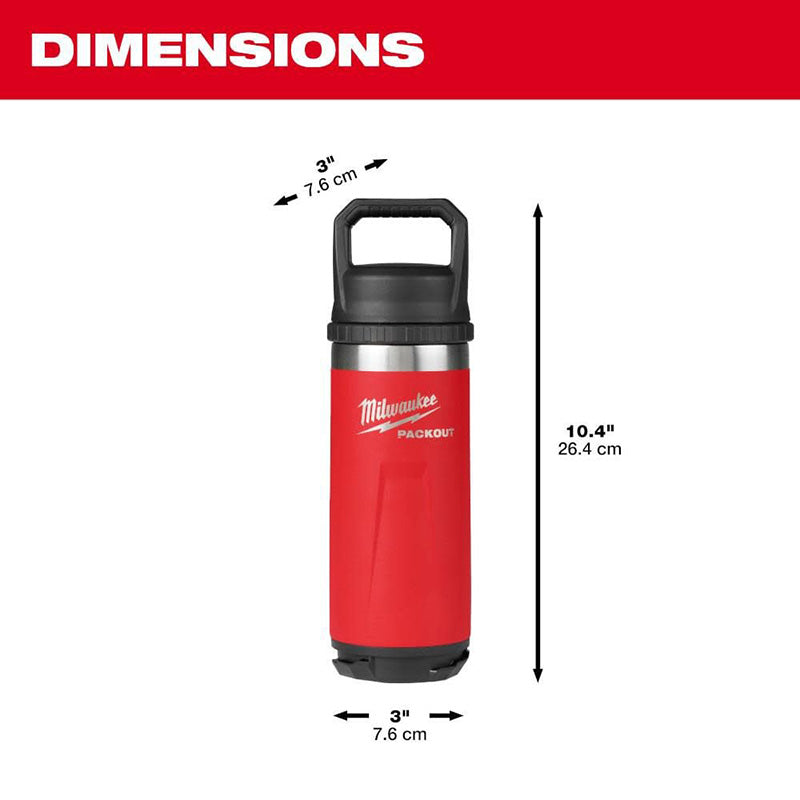 Milwaukee 48-22-8382R PACKOUT 18oz Insulated Bottle with Chug Lid - Red