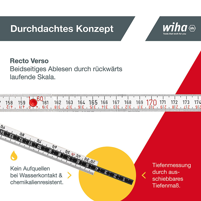 Wiha 33232 Folding Ruler Long Life Plus 2 m Plastic Metric All in One