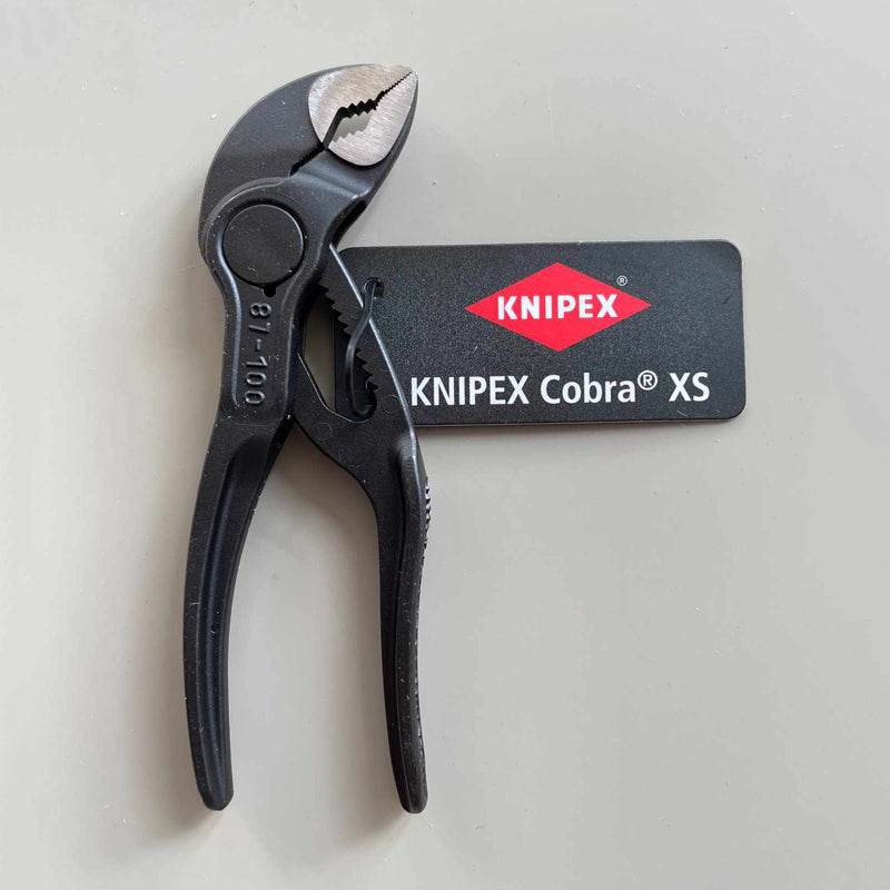 KNIPEX 87 00 100 Cobra XS Mini Alicate de bomba de água de 4 polegadas Alicate de tubo de grau de precisão com uma mão 11 posições de ajuste rápido