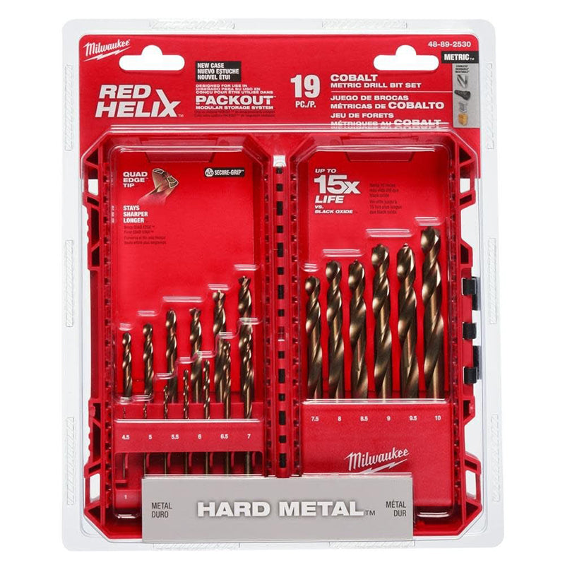 Milwaukee 48-89-2530 RED HELIX Cobalt Metric Drill Bit Set 19PC