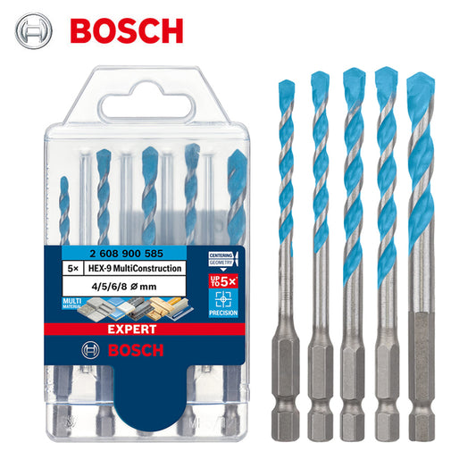 Bosch 2608900585 Hexagon Shank Drill Bit 4/5/6/6/8mm 5Pcs Tile Wood/Glass/Ceramic/Cement /Alloy Punching Triangle Drill Bits