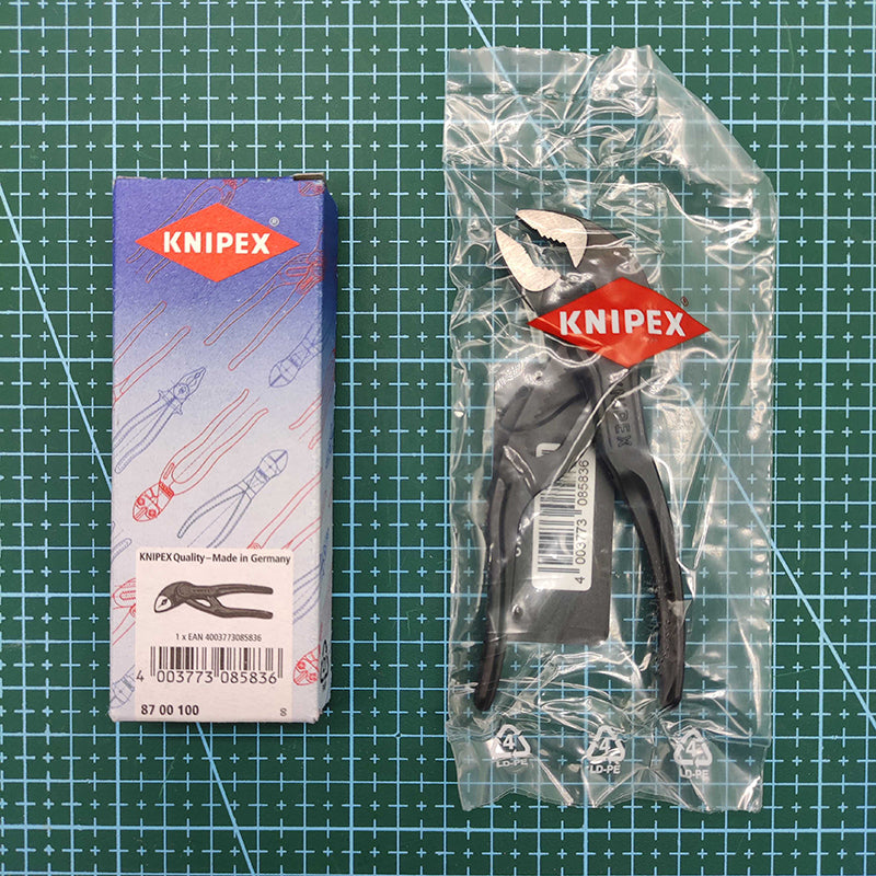 KNIPEX 87 00 100 Cobra XS Mini Alicate de bomba de água de 4 polegadas Alicate de tubo de grau de precisão com uma mão 11 posições de ajuste rápido